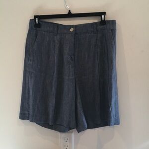 LOFT Blue Linen-Blend Tailored Shorts